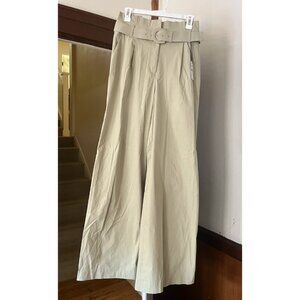 NWT Light sage green wide leg belted paperbag trouser pants